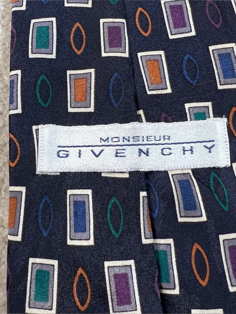 Monsieur Givenchy Neck Tie Silk Geometric wedding workwear professrional - Picture 5 of 9